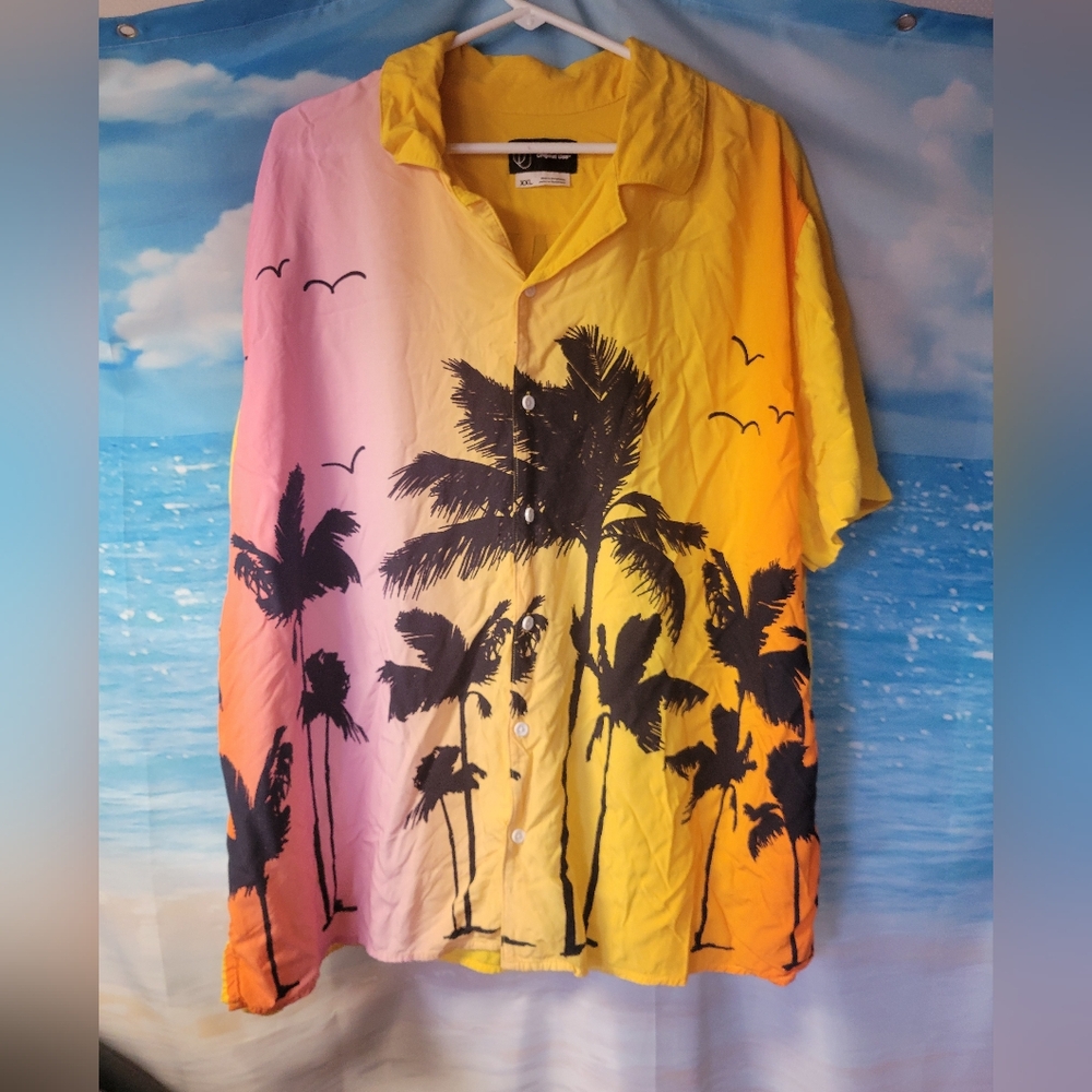 Original Use Mens Short Sleeve Button Down Shirt Tropical Hawaiian Size XXL